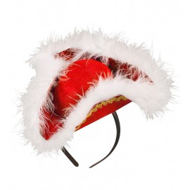 Mini Tricorno Rojo con Acabado en Marabou Mini Tricorno Rojo con Acabado en Marabou