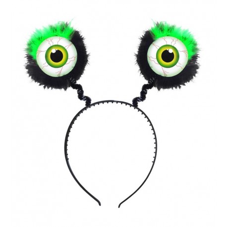 Tocado Ojos con Plumas Verdes