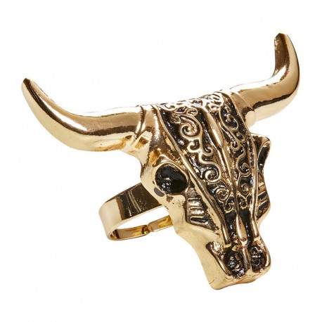 Anillo Calavera Búfalo Oro