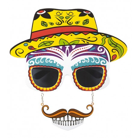 Gafas Día de Los Muertos con Bigote y Dientes