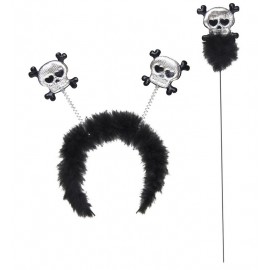 Set Tocado y Varita Calavera con Huesos Set Tocado y Varita Calavera con Huesos