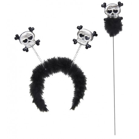 Set Tocado y Varita Calavera con Huesos