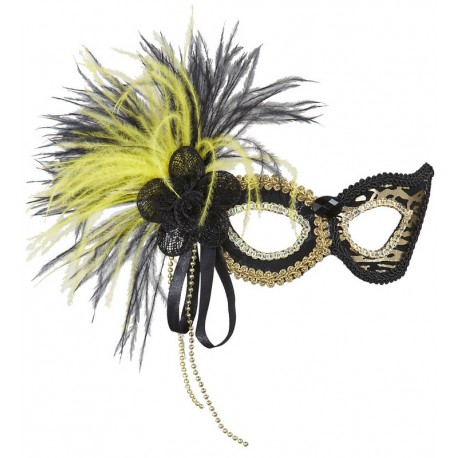 Antifaz Tigre Lentejuelas y Plumas