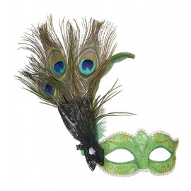 Antifaz Pistacho con Decoraciones y Plumas Antifaz Pistacho con Decoraciones y Plumas