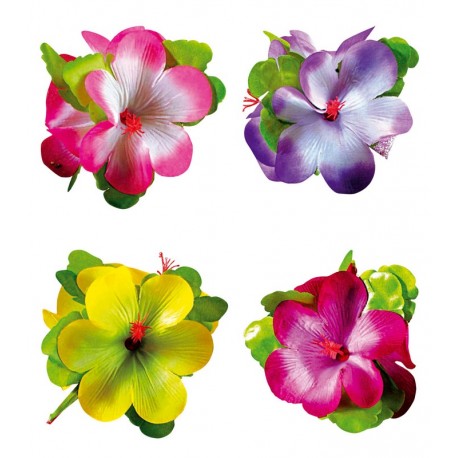 Pinzas Para El Pelo con 3 Flores Hibisco Grandes