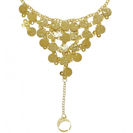 Pulsera Dedo Muñeca Moneda Oro
