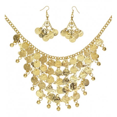 Pendientes y Collar Monedas Oro