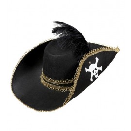 Sombrero Pirata con Calavera y Pluma