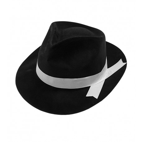 Sombrero Gángster Negro Flocado