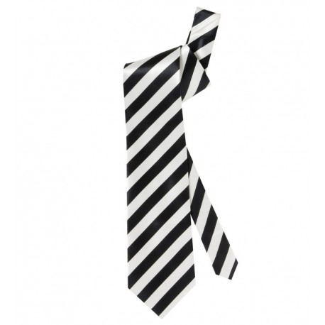 Corbata Blanca con Rayas Negras