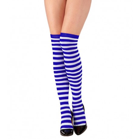 Calcetines Altos Rayas Blancas y Azules