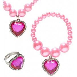 Collar, Pulsera y Anillo Perlas Corazón Collar, Pulsera y Anillo Perlas Corazón