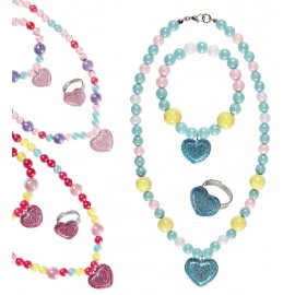 Collar, Pulsera y Anillo Corazón Purpurina Collar, Pulsera y Anillo Corazón Purpurina