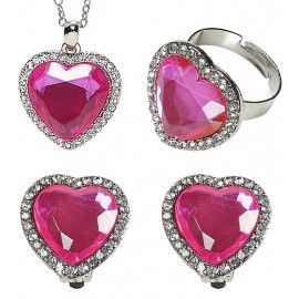 Collar, Pendientes y Anillo Corazón Gemma Rosa Collar, Pendientes y Anillo Corazón Gemma Rosa