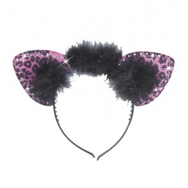 Orejas Leopardo Rosa Strass Orejas Leopardo Rosa Strass