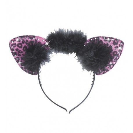 Orejas Leopardo Rosa Strass