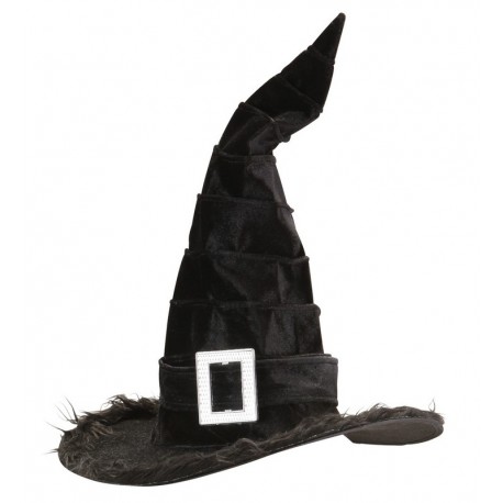 Sombrero Bruja con Borde de Peluche y Hebilla