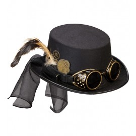Chistera Steampunk con Gafas y Meccanismo Deco Chistera Steampunk con Gafas y Meccanismo Deco