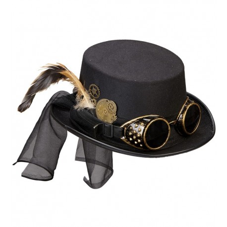 Chistera Steampunk con Gafas y Meccanismo Deco