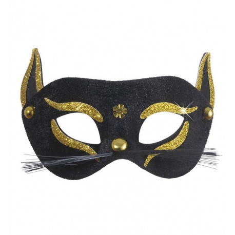 Antifaz Gato Negro con Detalles Purpurina