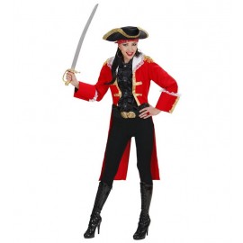 Disfraz de Capitán Pirata Rojo Mujer