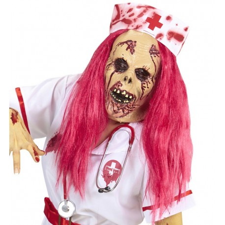 Máscara Enfermera Zombie con Peluca