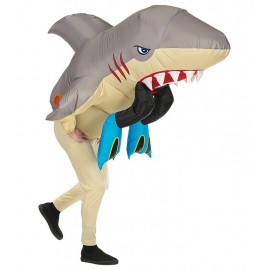 Disfraz Ataque Tiburón Hinchable con Ventilador