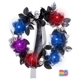 Corona de Flores y Calaveras con Luces 45 cm Corona de Flores y Calaveras con Luces 45 cm