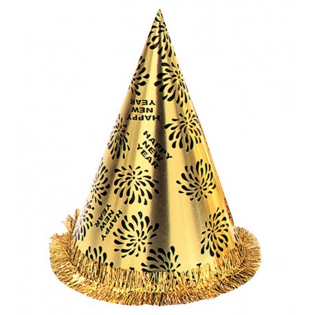 Sombrero Cono Happy New Year con Fleco