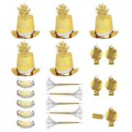 Kit Fiesta Feliz Año Nuevo 10 Personas Dorado Kit Fiesta Feliz Año Nuevo 10 Personas Dorado