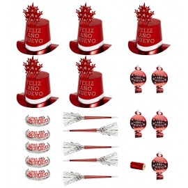 Kit Fiesta Feliz Año Nuevo 10 Personas Rojo Kit Fiesta Feliz Año Nuevo 10 Personas Rojo