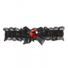 Liguero Negro con Piedra Corazón Liguero Negro con Piedra Corazón