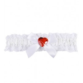 Liguero Blanco con Piedra Corazón Rojo