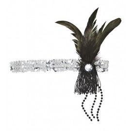 Cinta Charleston Plumas y Perlas