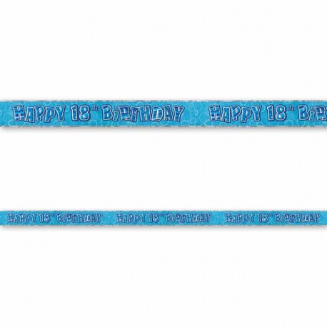 Cartel Happy Birthday 18 Años Azul Glitz