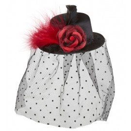 Mini Sombrero con Velo de Lunares