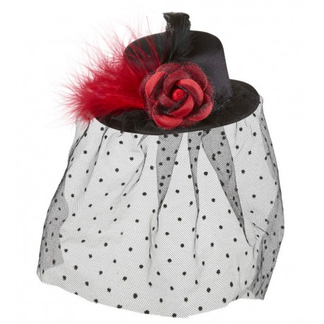 Mini Sombrero con Velo de Lunares