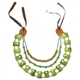 Collar Tribal con Piedras Verdes Collar Tribal con Piedras Verdes