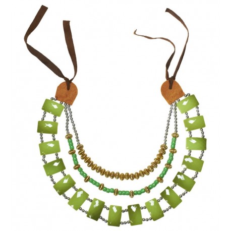 Collar Tribal con Piedras Verdes