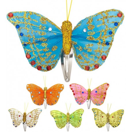 12 Clip Pelo Mariposa