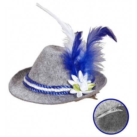 Mini Gorro Bávaro con Flor & Plumas