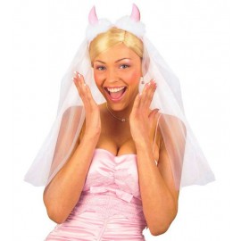 Velos de Novia con Cuernos de Diablo Rosa