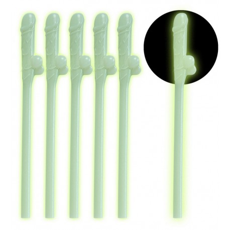 6 Pajitas Willy Fluorescentes