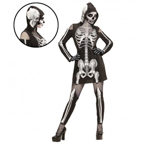 Disfraz Esqueleto de Capucha Mujer