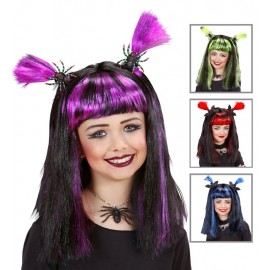 Peluca Halloween Arañas o Murciélagos Niña Peluca Halloween Arañas o Murciélagos Niña