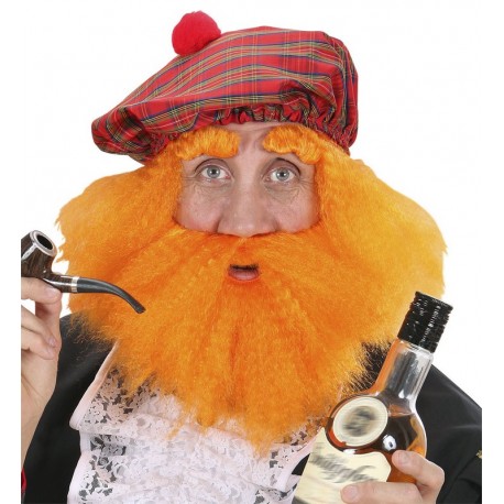 Sombrero Escocés Con Peluca, Barba y Cejas