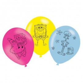 6 Globos Bob Esponja de Látex 27 cm 6 Globos Bob Esponja de Látex 27 cm