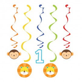 5 Decoraciones Colgantes Animalitos Primer Año Boy