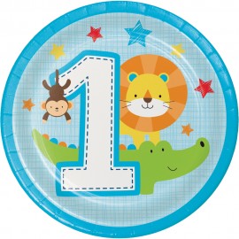 8 Platos Animalitos Primer Año Boy 18 cm