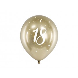 6 Globos 18 Años Dorados 30 cm